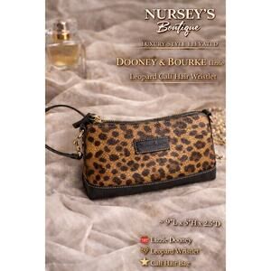 Dooney & Bourke Lizzie Leopard Calf Hair Wristlet Red Lining Clutch